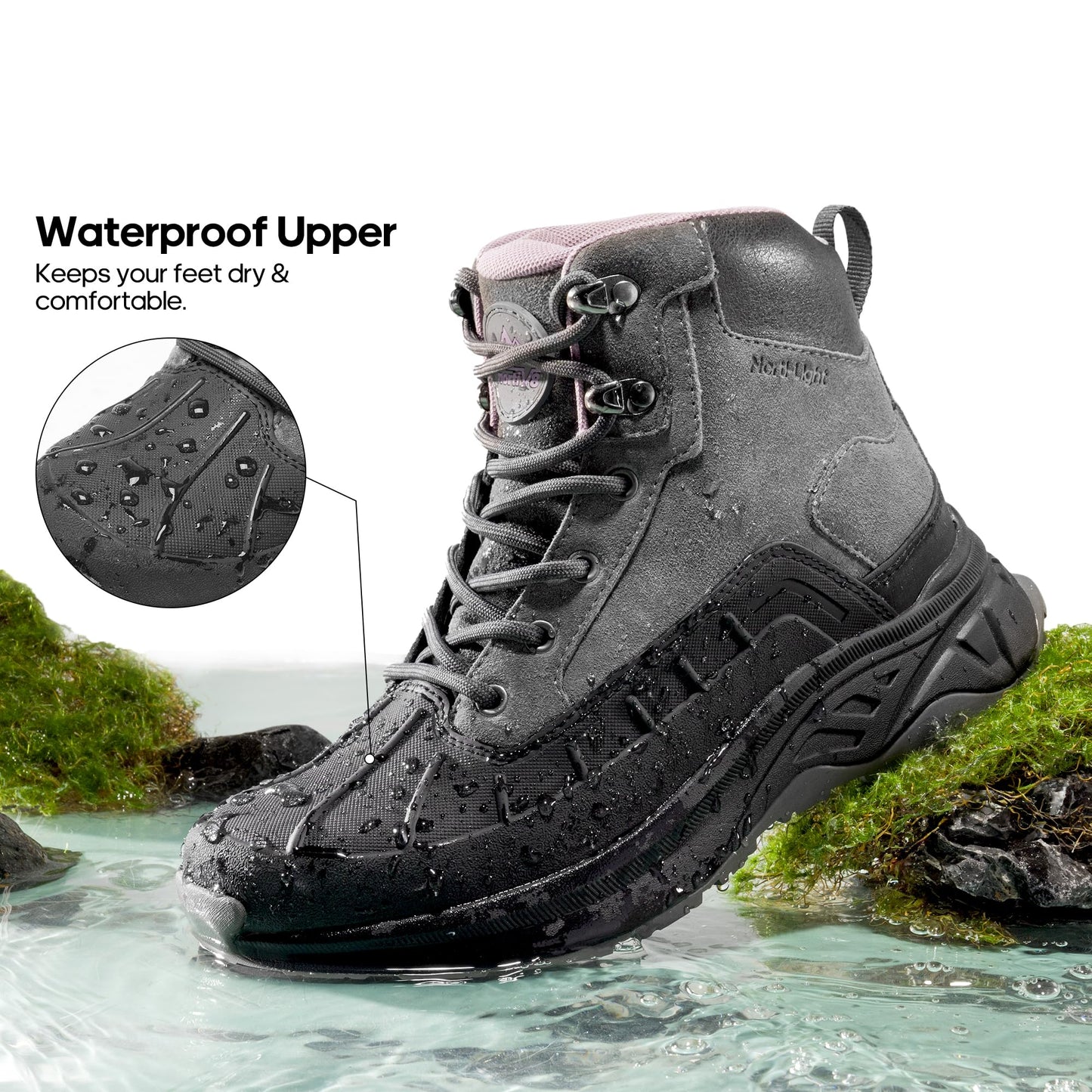 NORTIV 8 Women's Waterproof Hiking Boots Outdoor Trekking Camping Trail Hiking Boots
