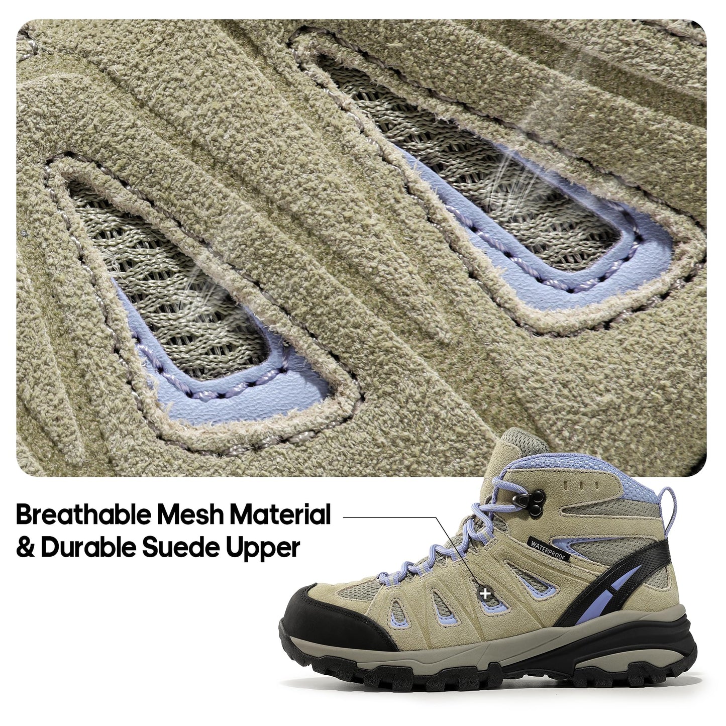 NORTIV 8 Women's Waterproof Hiking Boots Outdoor Trekking Camping Trail Hiking Boots