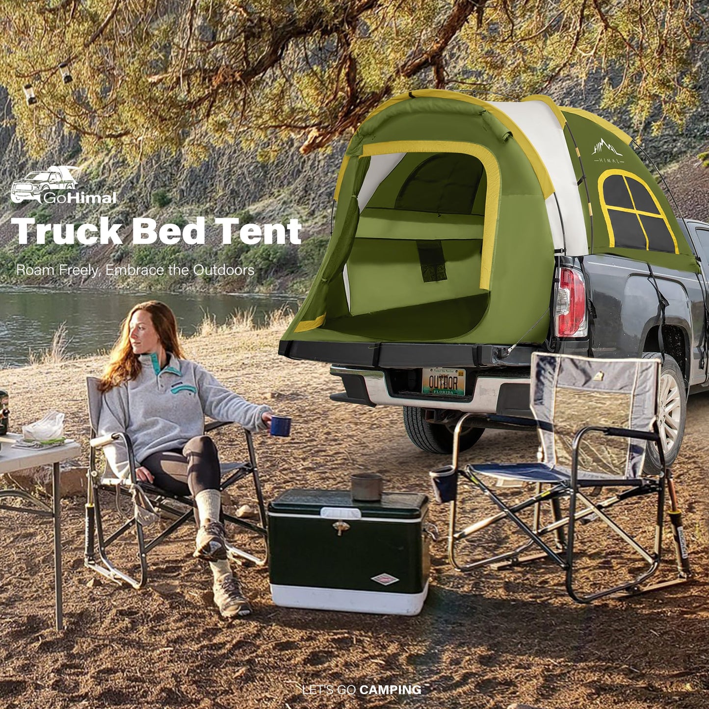 Pickup Truck Tent, Waterproof PU2000mm Double Layer for 6.5 FT Truck Bed, Portable Truck Bed Tent for Camping, Blue