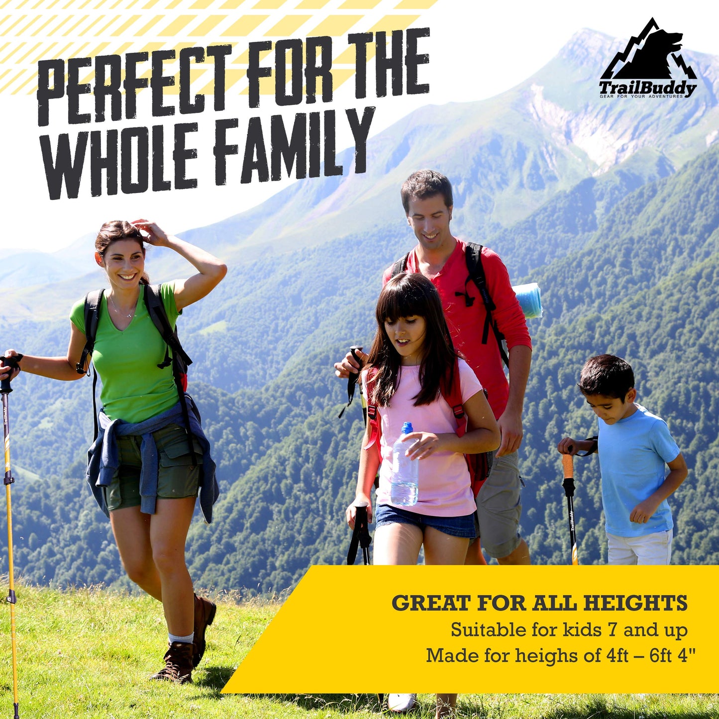 TrailBuddy Trekking Poles - Lightweight, Collapsible Hiking Poles for Snowshoe & Backpacking Gear - Pair of 2 Walking Sticks for Hiking, 7075 Aluminum with Cork Grip