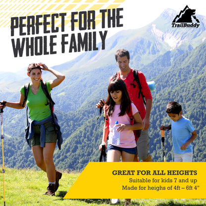 TrailBuddy Trekking Poles - Lightweight, Collapsible Hiking Poles for Snowshoe & Backpacking Gear - Pair of 2 Walking Sticks for Hiking, 7075 Aluminum with Cork Grip