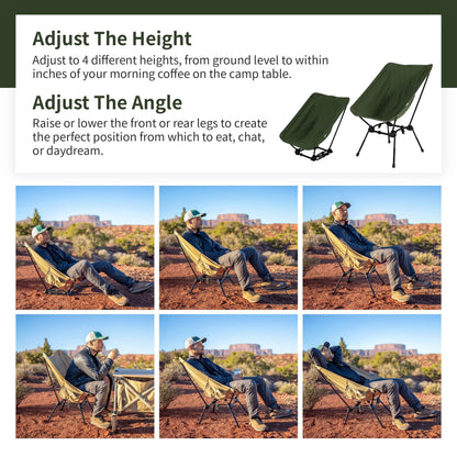 DOD Sugoi Chair - A Portable Camping and Backpacking Chair - Adjustable to The Ideal Height and Seating - Angle for Any Outdoor Activity - Black