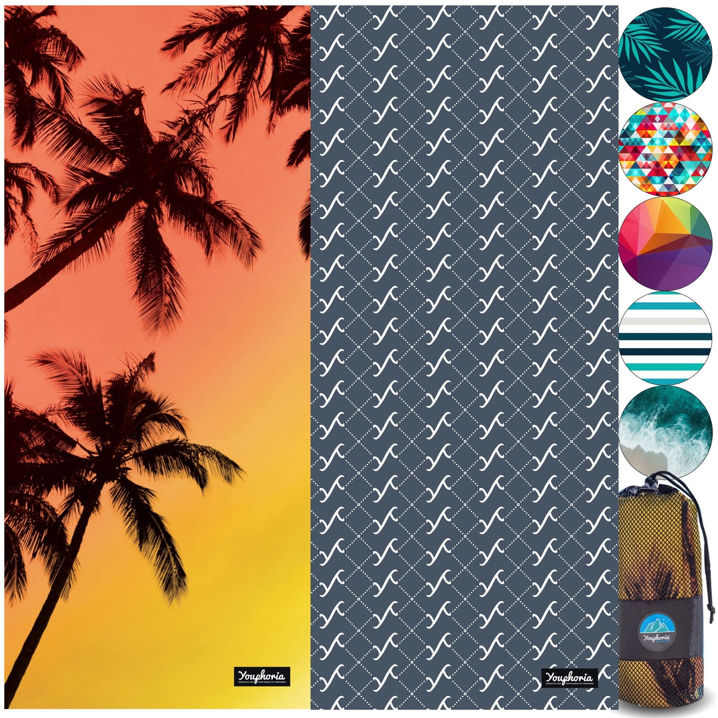 Youphoria Microfiber Travel Towel Fast Drying Lightweight - Quick Dry Towel for Camping, Beach, Backpacking, Hiking & Sport