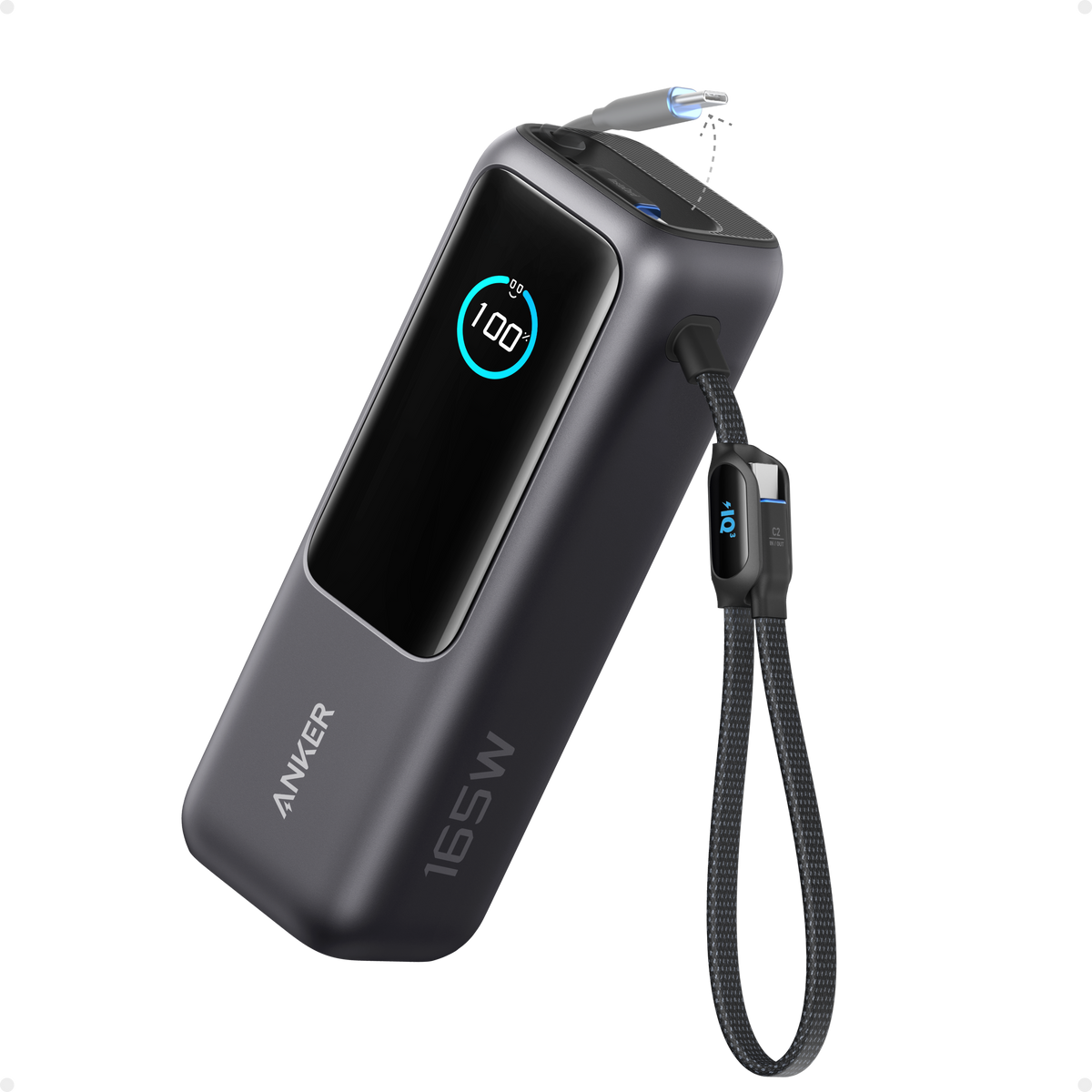 Anker Laptop Power Bank (25K, 165W, Built-In and Retractable Cables) Space Black