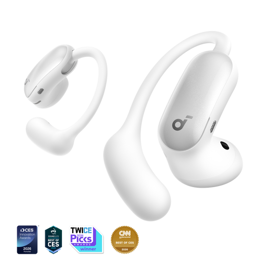 AeroFit 2 Pro | Dual-Form Earbuds with Open-Ear and Active Noise Cancellation Form White
