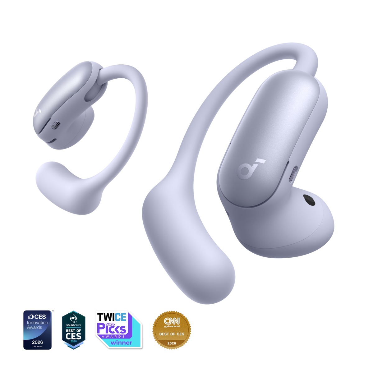 AeroFit 2 Pro | Dual-Form Earbuds with Open-Ear and Active Noise Cancellation Form Purple