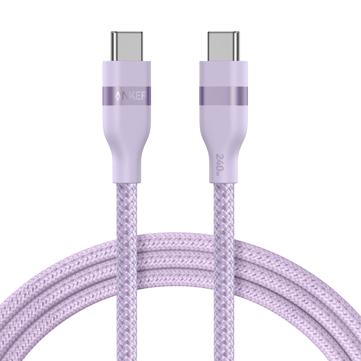 Anker USB-C to USB-C Cable (3 ft / 6 ft, 240W, Upcycled-Braided) 6 ft / Lilac Purple