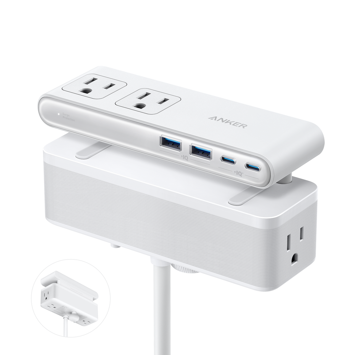Anker Nano Power Strip (10-in-1, 70W, Clamp) White
