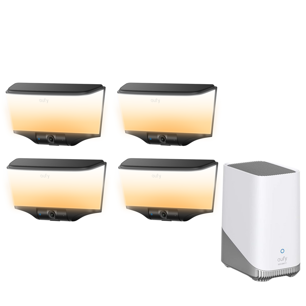 eufy Wall Light Cam S4 (4 pack) + eufy HomeBase™ S380 White