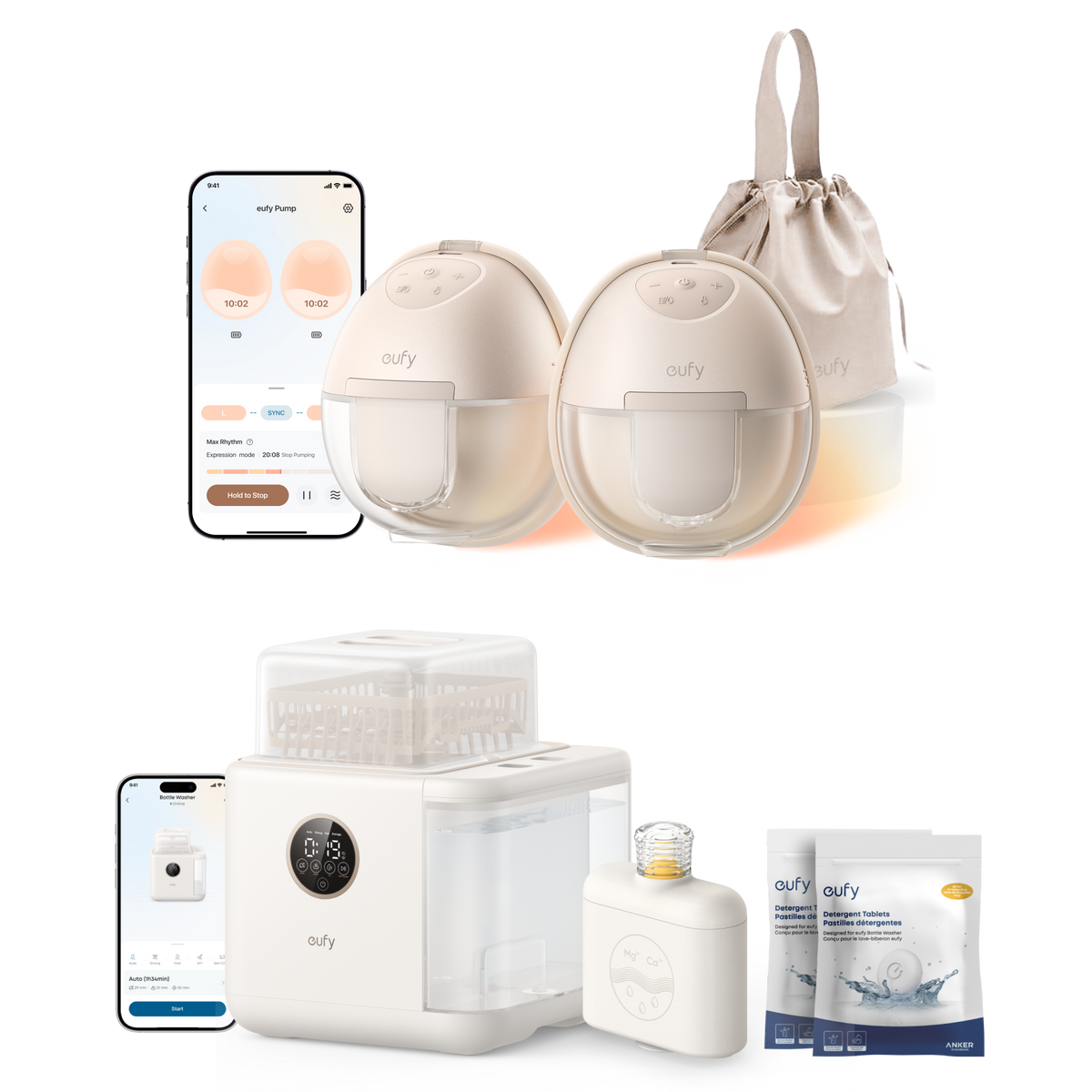 eufy Breast Pump S1 & Baby Bottle Washer S1 Pro Bundle