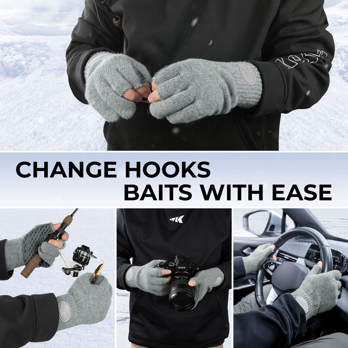 KastKing Bully Wooly Fingerless Wool Fishing Gloves product image 2