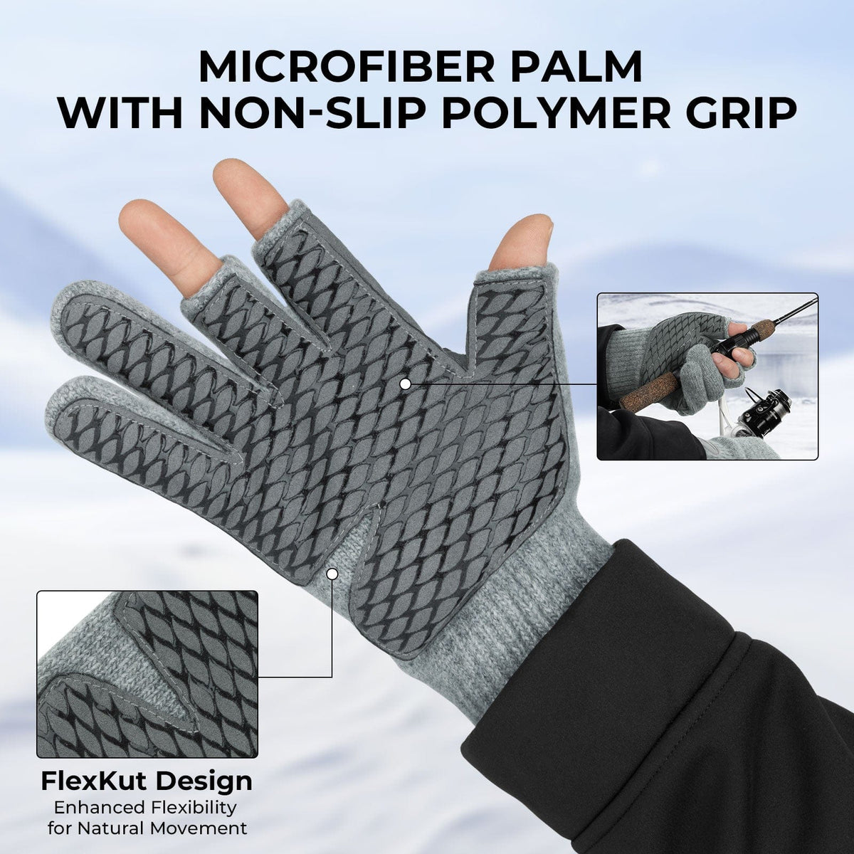 KastKing Bully Wooly Fingerless Wool Fishing Gloves product image 6