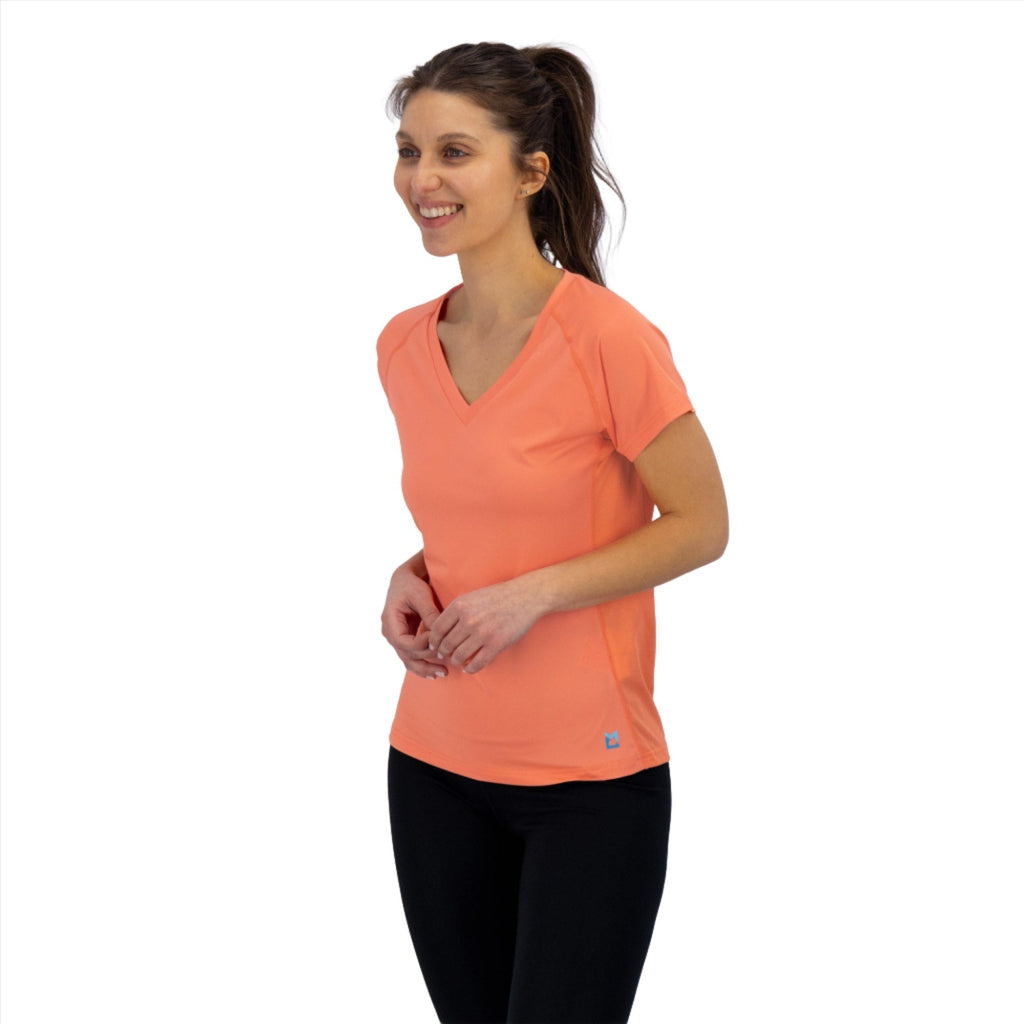 Women's Cooling V-Neck Shirt - Coral by Fieldsheer