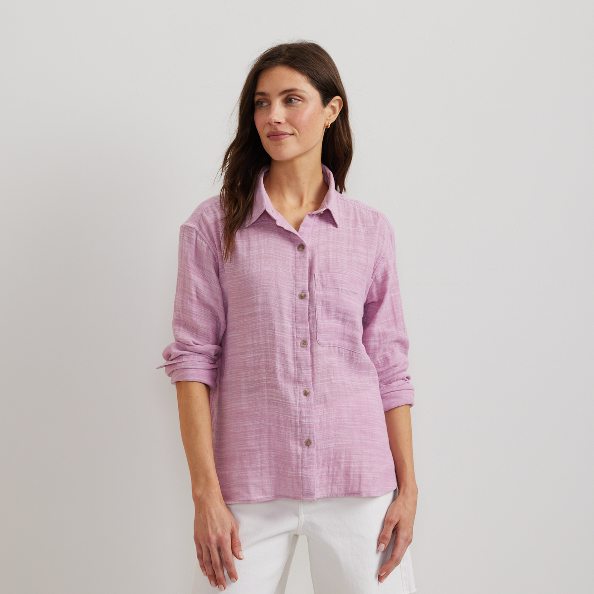Eddie Bauer Women's Cotton Slub Long-Sleeve Shirt alternate view 4