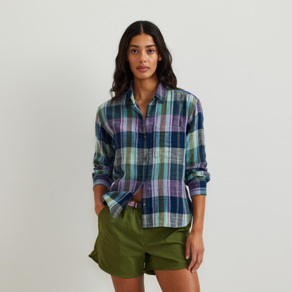 Eddie Bauer Women's Cotton Slub Plaid Long-Sleeve Shirt product image