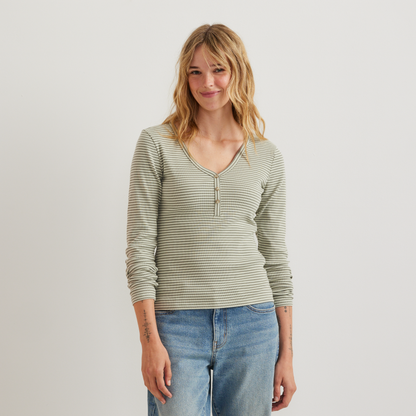 Eddie Bauer Women's Long-Sleeve Ribbed Henley T-Shirt - Stripe product image