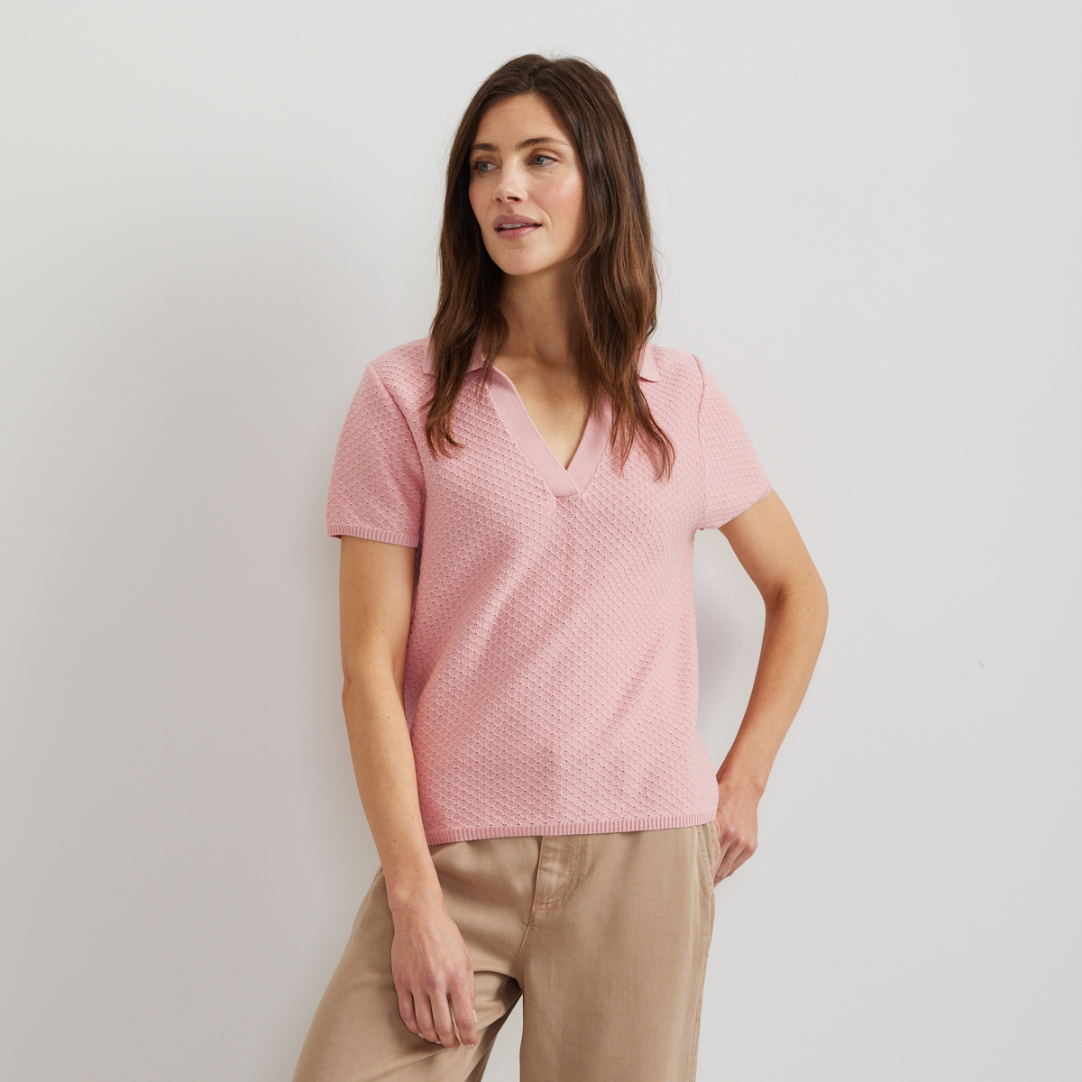 Eddie Bauer Women's Diamond Stitch Short Sleeve Pullover Sweater product image
