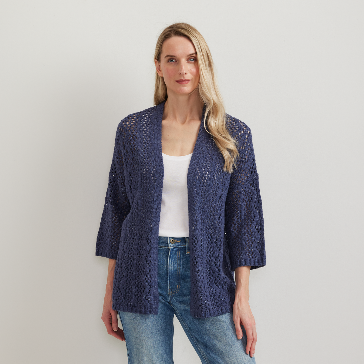 Eddie Bauer Women's Long Open Stitch Cardigan alternate view 2