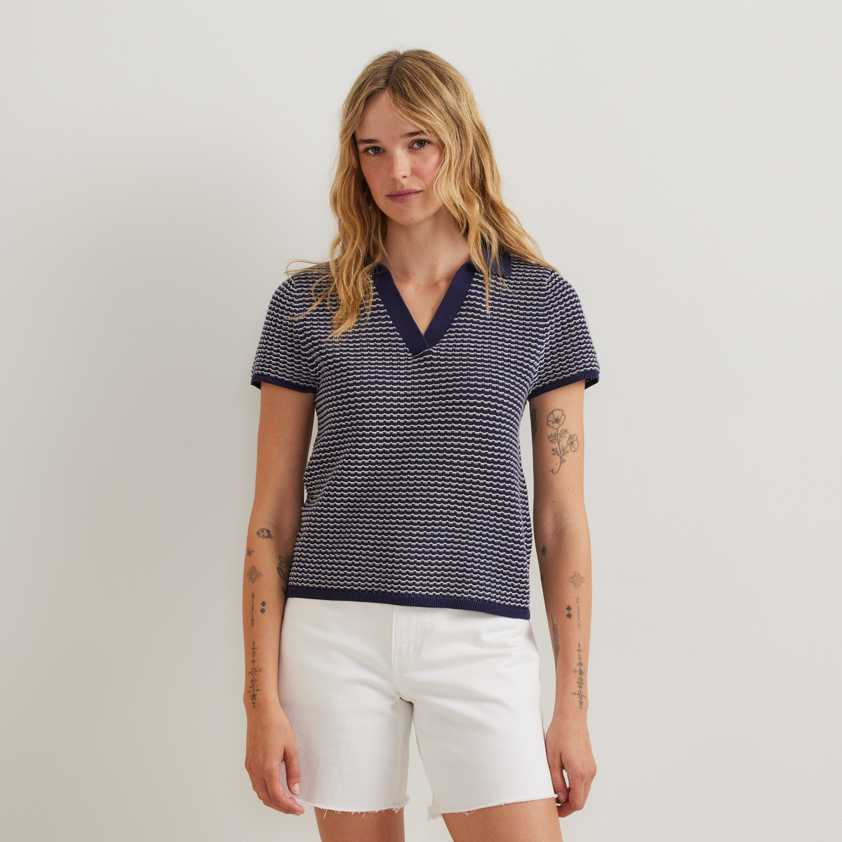 Eddie Bauer Women's Textured Microstripe Polo Sweater product image