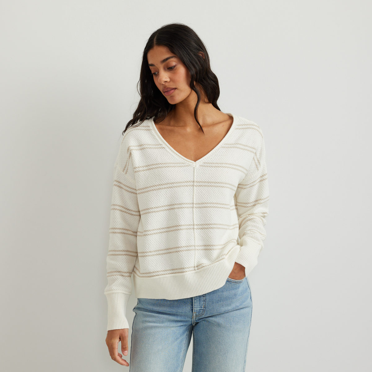 Eddie Bauer Women's V-Neck Sweater - Stripe product image
