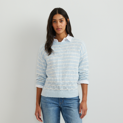 Eddie Bauer Women's Slub Stripe Crew Neck Sweater alternate view 3