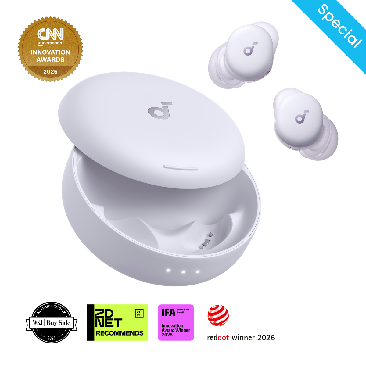 soundcore Sleep A30 Special / Sleep A30 | The World's First Sleep Earbuds with a Triple Noise Reduction System Mist Lilac Special / Solo