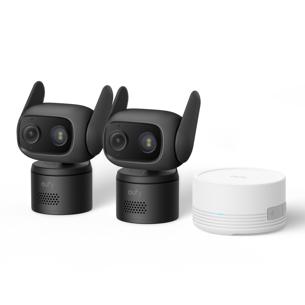 eufy Wired Cam C31 2-Pack(Black) with HomeBase Mini (64GB) Black