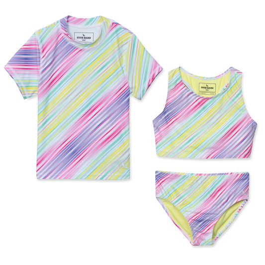 Eddie Bauer Girls Sea Spray 3 PC Short Sleeve Swim Set product image