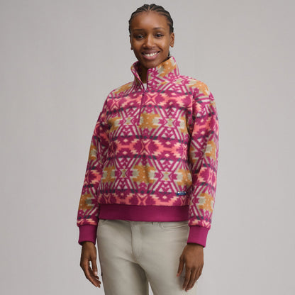 Eddie Bauer Women's Authentic Outdoor Fleece 1/4-Zip Mock Pullover - Print product image