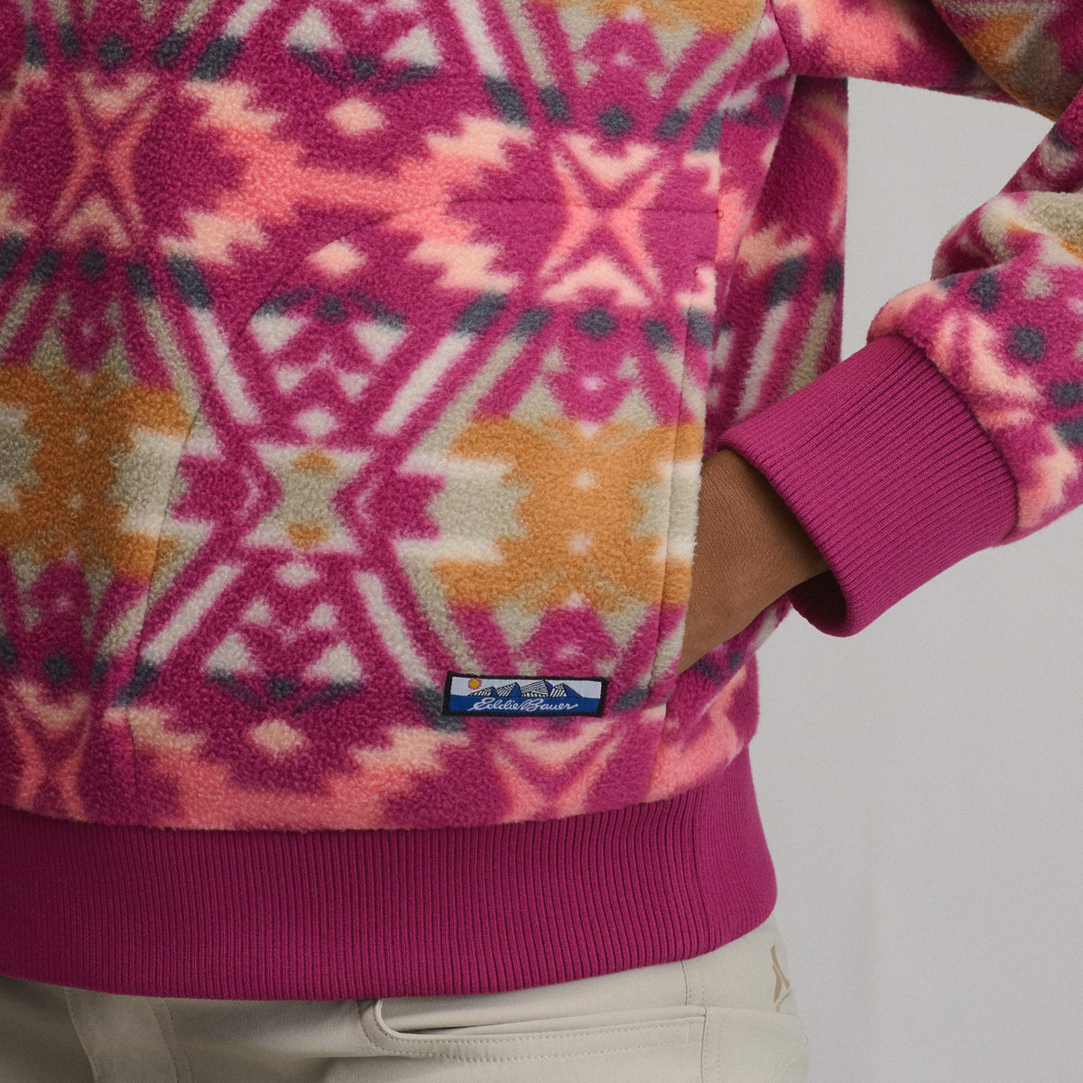 Eddie Bauer Women's Authentic Outdoor Fleece 1/4-Zip Mock Pullover - Print alternate view 2