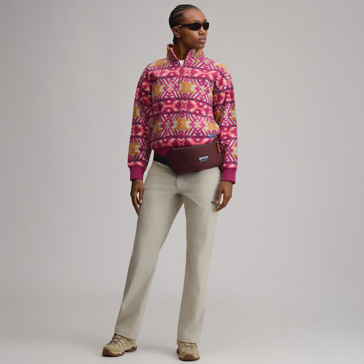 Eddie Bauer Women's Authentic Outdoor Fleece 1/4-Zip Mock Pullover - Print alternate view 3