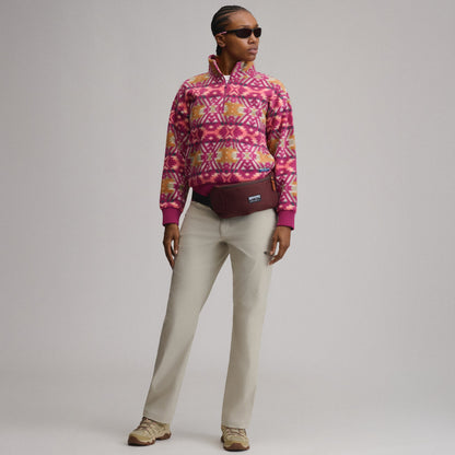 Eddie Bauer Women's Authentic Outdoor Fleece 1/4-Zip Mock Pullover - Print alternate view 3