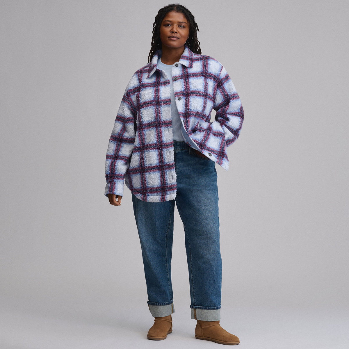 Eddie Bauer Women's Plaid Fleece Shirt Jacket alternate view 4