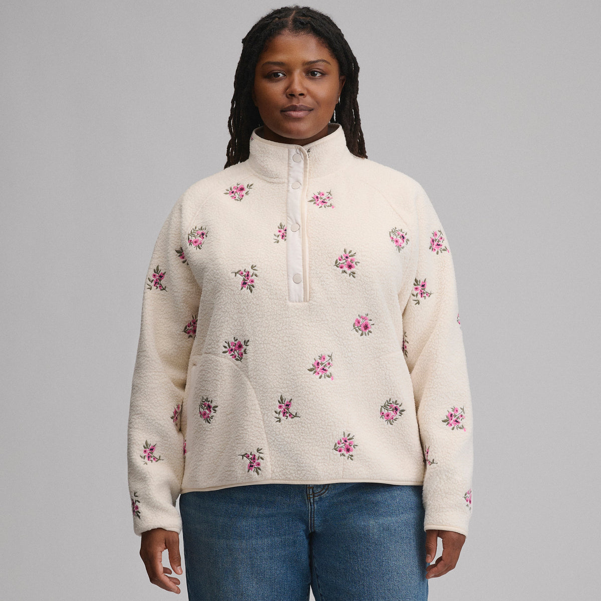 Eddie Bauer Women's Plush Fleece Snap-Mock Pullover - Embroidered product image
