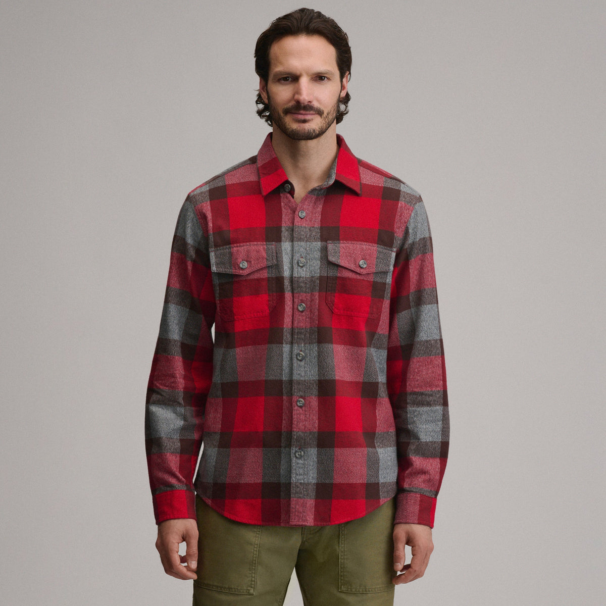 Eddie Bauer Men's Long-Sleeve Eddie's Cabin Shirt - Jaspe Flannel alternate view 4