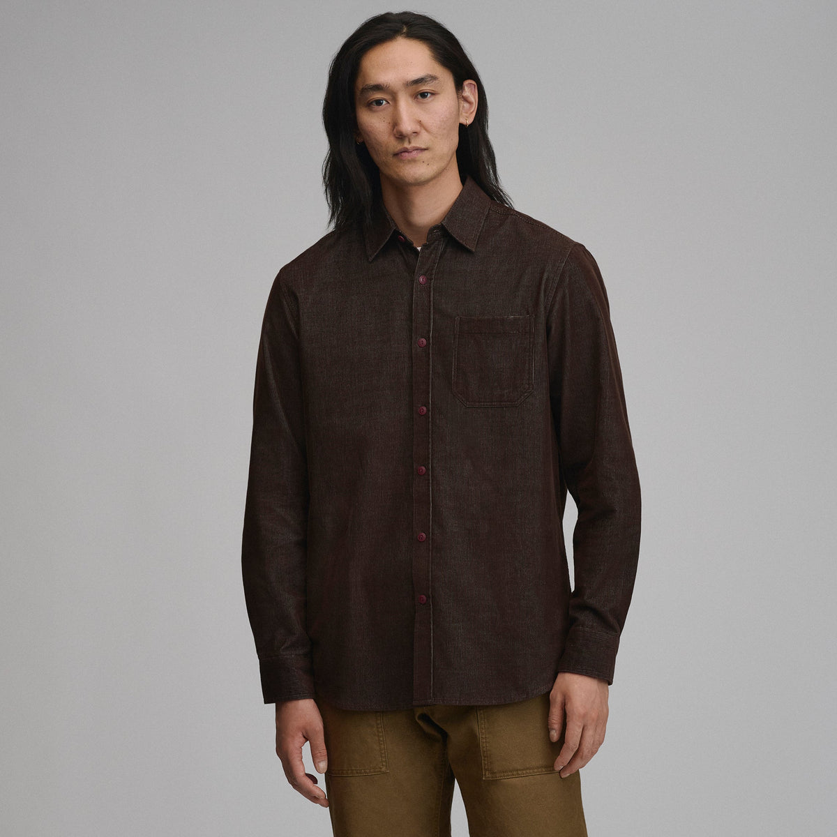 Eddie Bauer Men's Long-Sleeve Fine Wale Corduroy Shirt - Solid product image