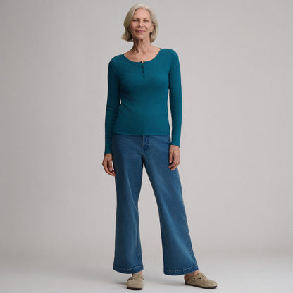 Eddie Bauer Women's Softline Rib Long-Sleeve Henley alternate view 3