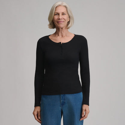 Eddie Bauer Women's Softline Rib Long-Sleeve Henley alternate view 4