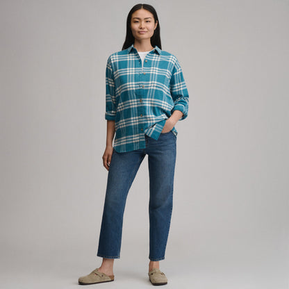 Eddie Bauer Women's Field Flex Boyfriend Flannel Shirt alternate view 3