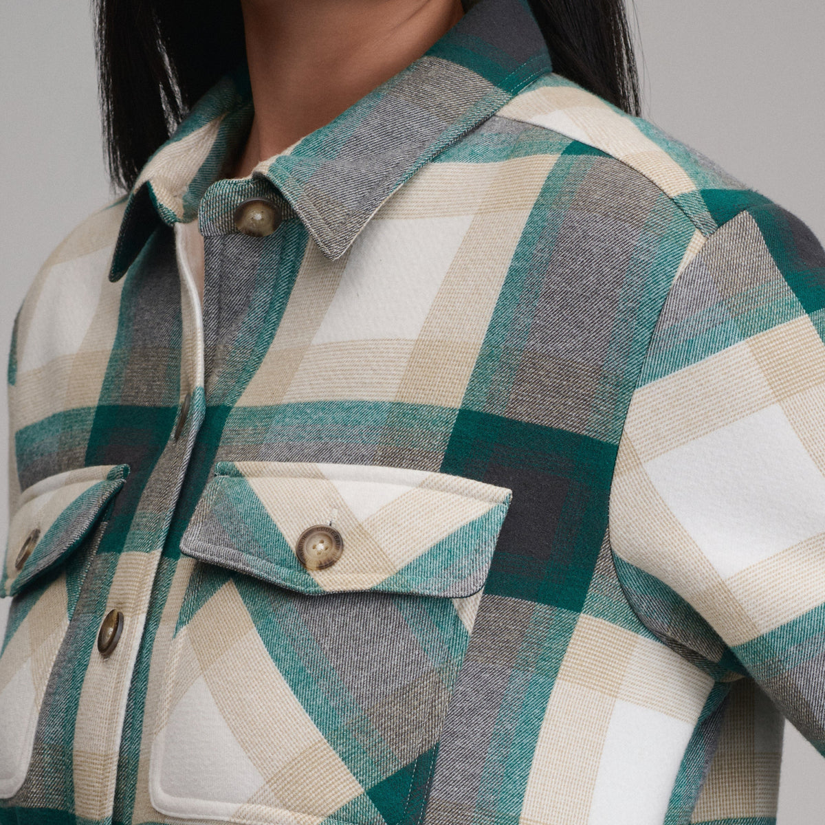 Eddie Bauer Women's Heritage Faux Sherpa Bonded Shirt Jacket alternate view 2
