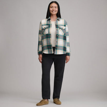 Eddie Bauer Women's Heritage Faux Sherpa Bonded Shirt Jacket alternate view 3