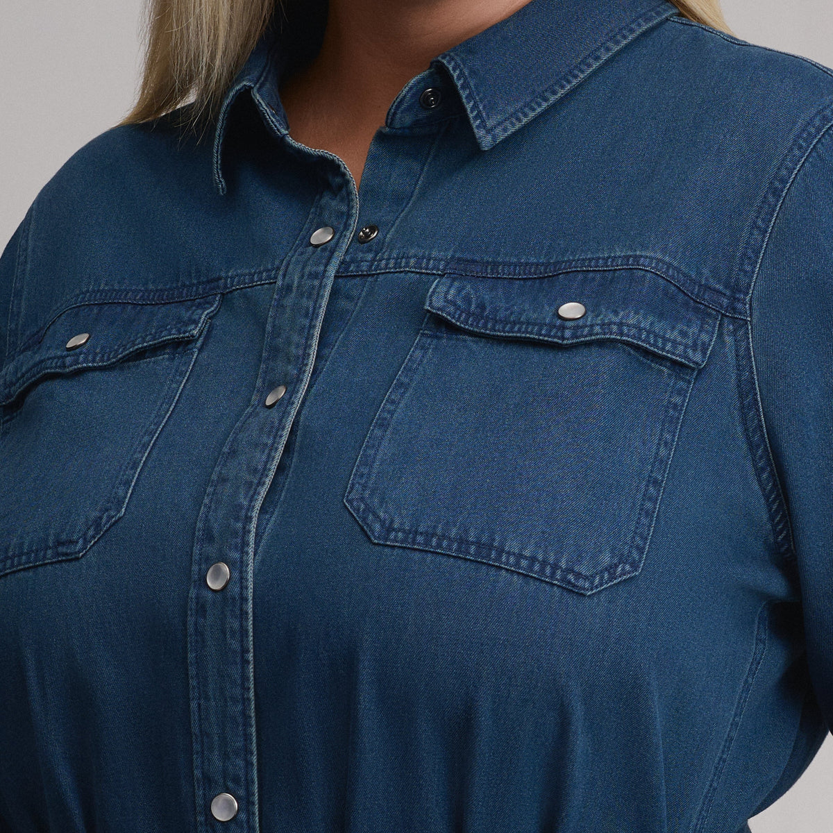Eddie Bauer Women's Long-Sleeve Denim Button Front Belted Midi Dress alternate view 5