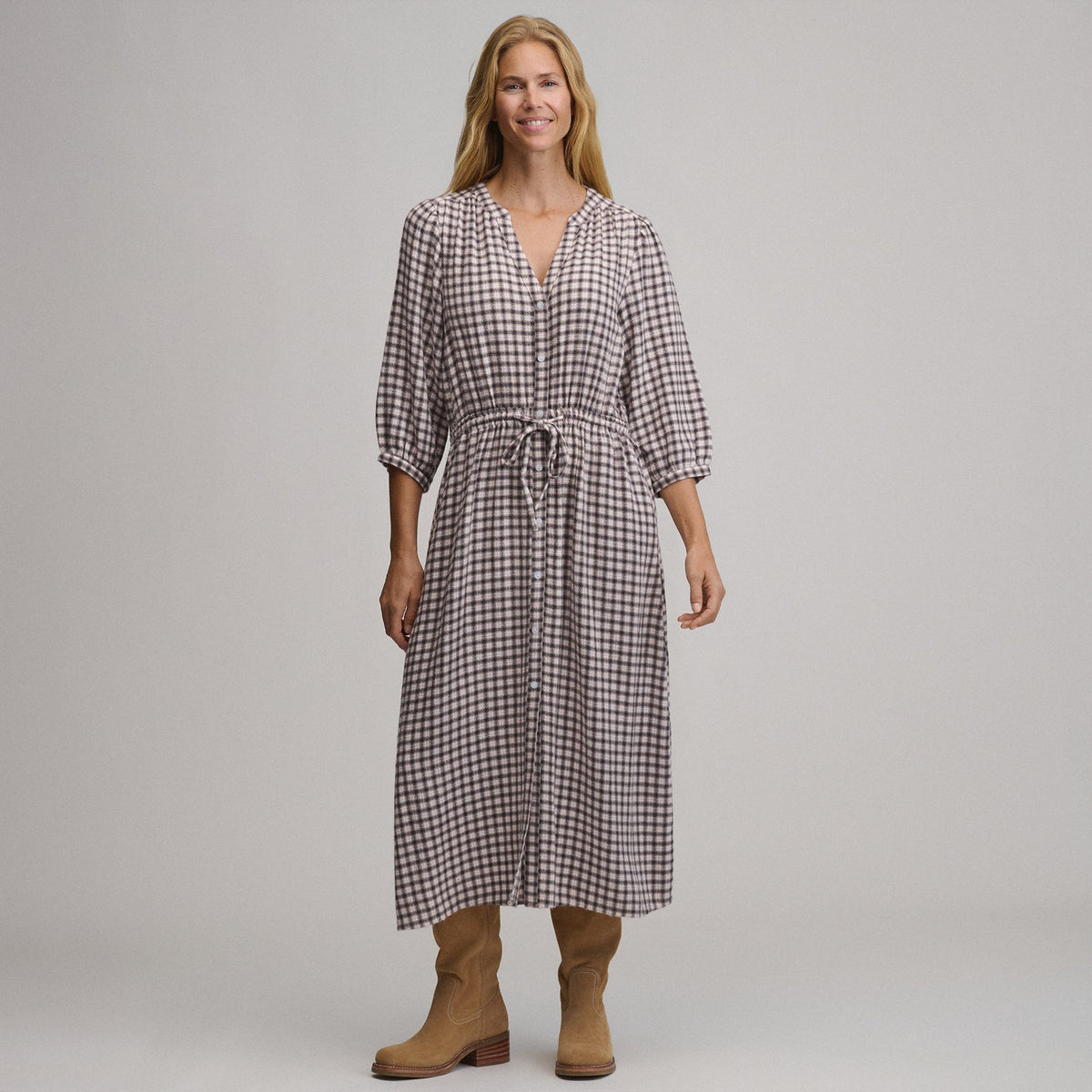 Eddie Bauer Women's Plaid Button Front Belted Midi Dress product image