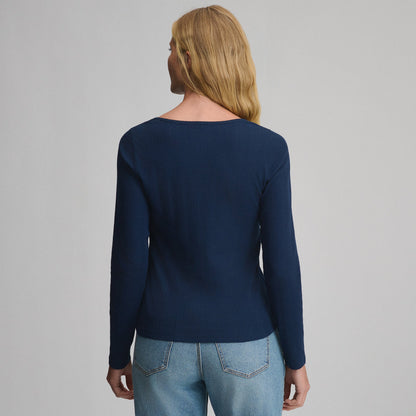 Eddie Bauer Women's Long-Sleeve Pointelle Button Front Top alternate view 1