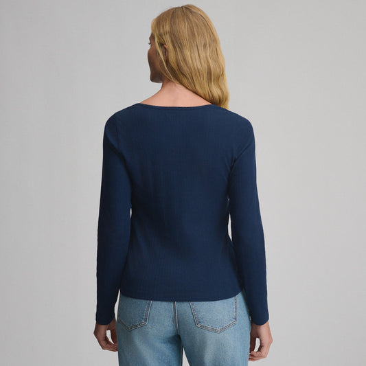 Eddie Bauer Women's Long-Sleeve Pointelle Button Front Top alternate view 1