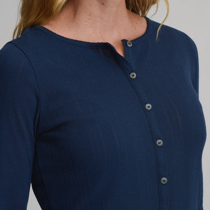 Eddie Bauer Women's Long-Sleeve Pointelle Button Front Top alternate view 2