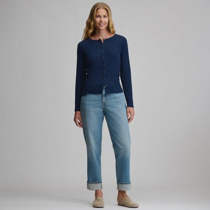 Eddie Bauer Women's Long-Sleeve Pointelle Button Front Top alternate view 3