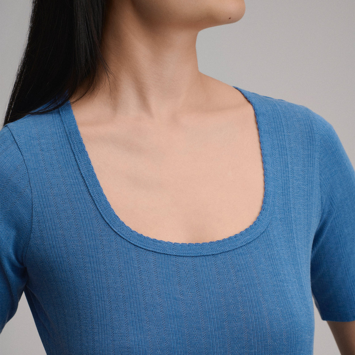 Eddie Bauer Women's Short-Sleeve Pointelle Square-Neck Crew alternate view 2