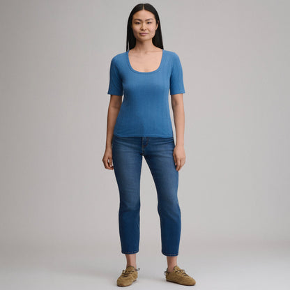 Eddie Bauer Women's Short-Sleeve Pointelle Square-Neck Crew alternate view 3