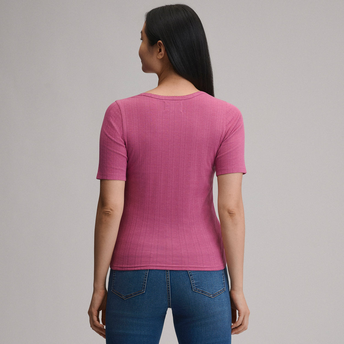 Eddie Bauer Women's Short-Sleeve Pointelle Square-Neck Crew alternate view 5